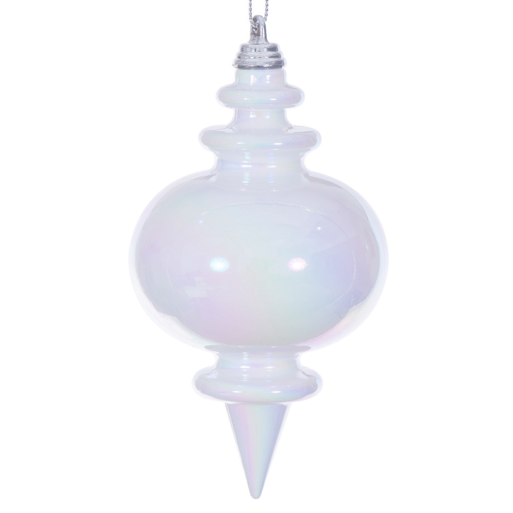 MC251611W 5 in. White Iridescent Finial Ornament - 3 per Bag
