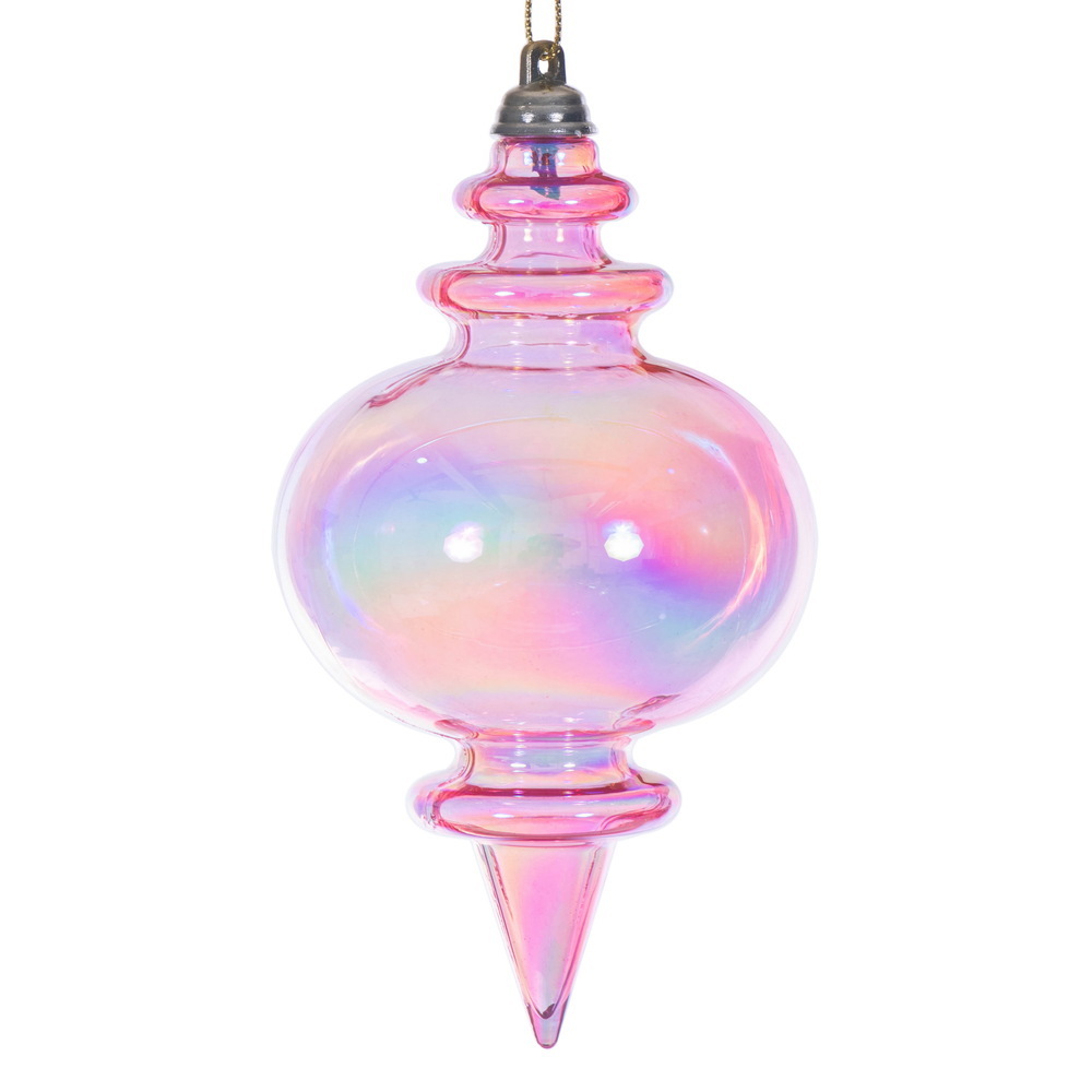 MC251679W 5 in. Pink Iridescent Finial Ornament - 3 per Bag
