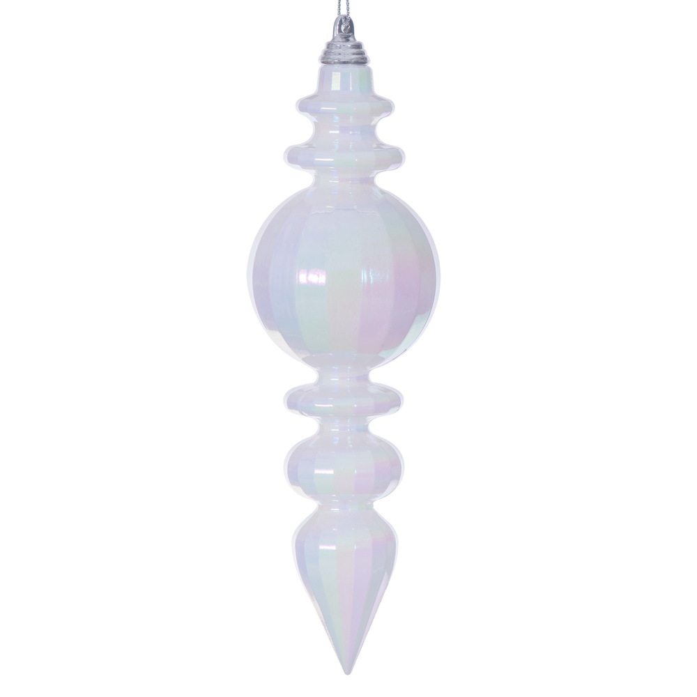 MC252311W 7.5 in. White Iridescent Finial Ornament - 2 per Bag
