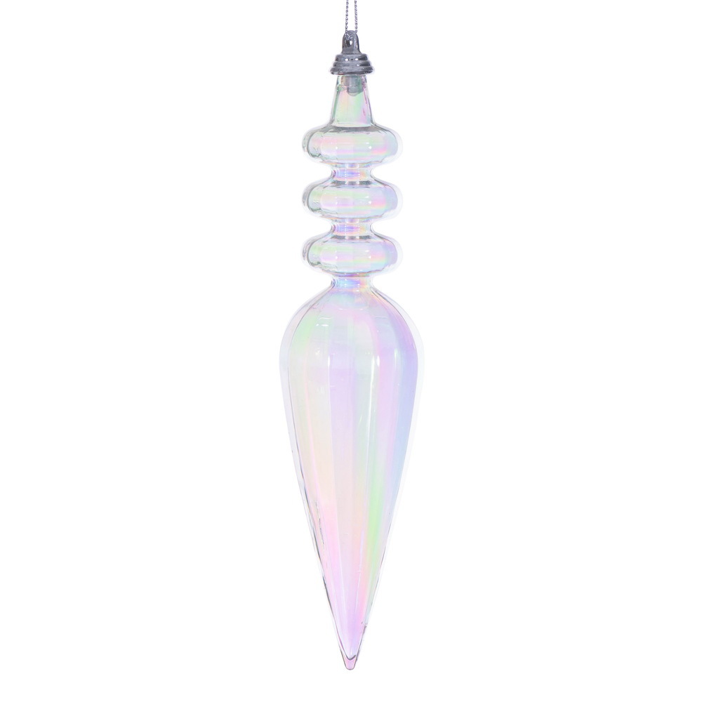 MC252500W 8.5 in. Clear Iridescent Finial Ornament - 2 per Bag