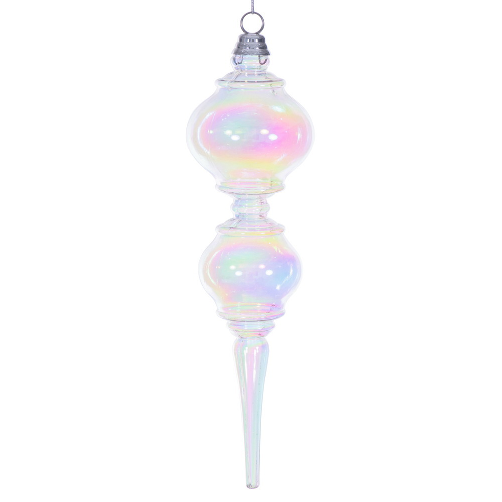 MC252900W 16.5 in. Clear Iridescent Finial Ornament