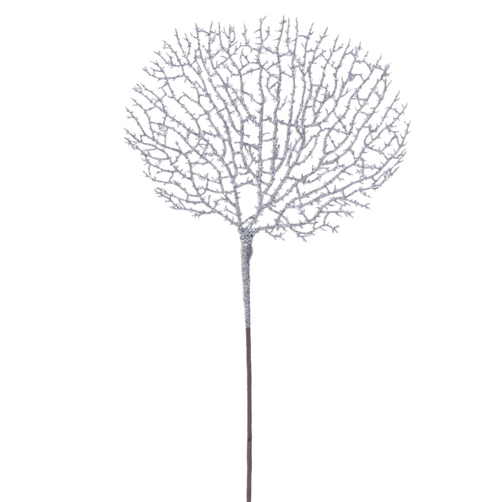 RG251507 21 in. Silver Glitter Coral Spray - 4 per Bag