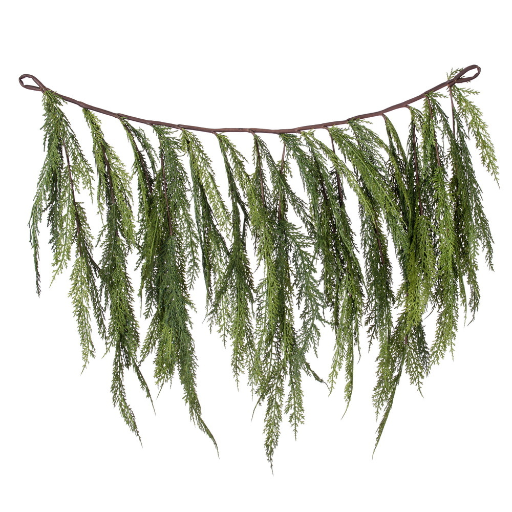 RY250136 36 x 27 in. Green Cedar Dripping Christmas Garland