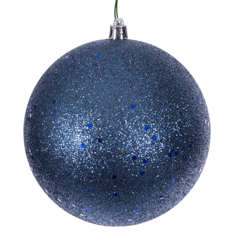 N592052DQ 8 in. Sequin Ball Drilled Ornament Cap, Denim Blue