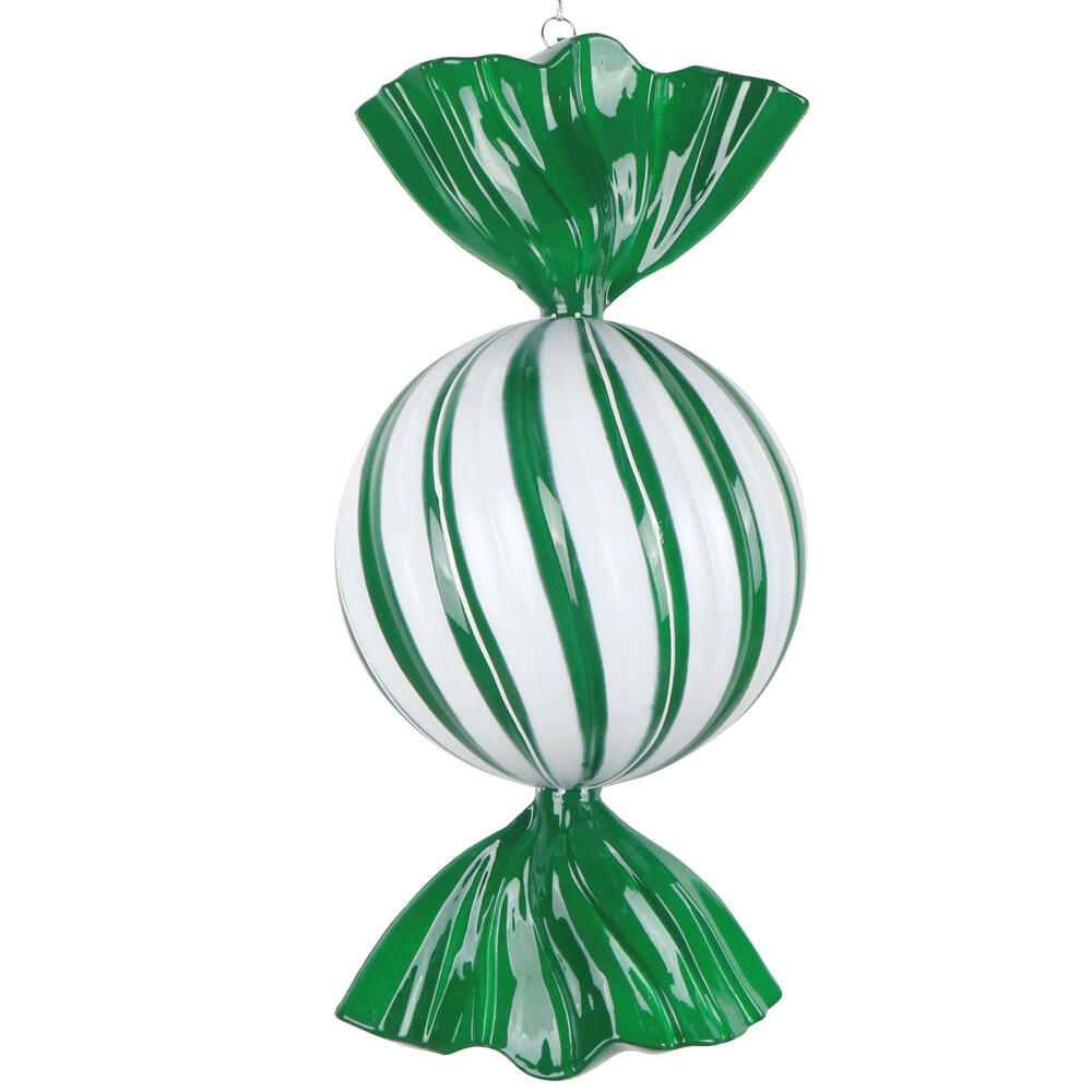 MT252604W 13 in. Green Enamel Swirl Candy Ornament