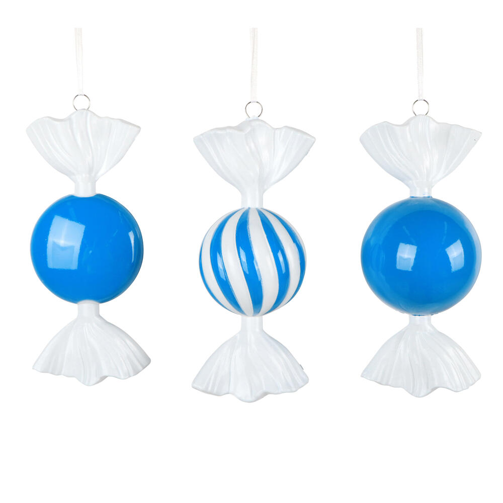 MT253002W 7 in. Blue Enamel Candy Assortment Ornament - 3 per Bag