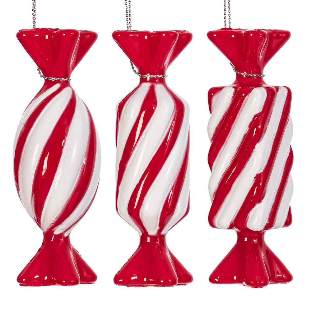 MT253203W 4 in. Red Swirl Enamel Candy Assortment Ornament - 6 per Bag