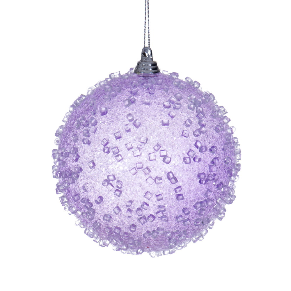 MT253686W 4 in. Lavender Icy Sugar Ball Ornament - 3 per Bag