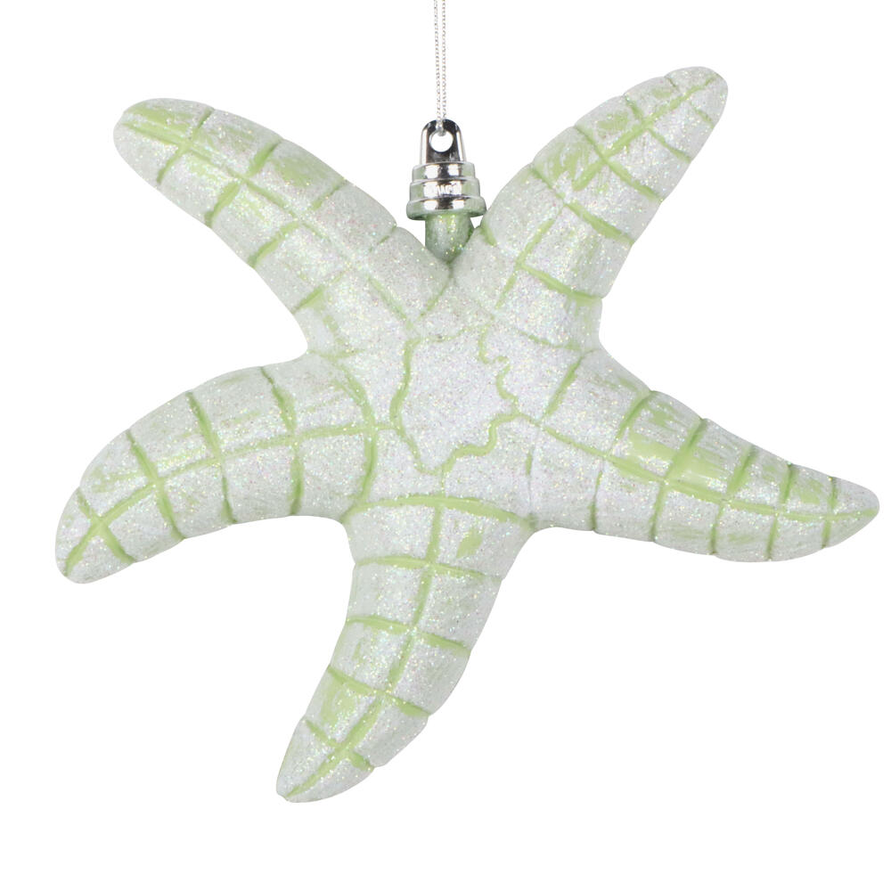 MT255654W 6.5 in. Celadon Starfish Glitter Ornament - 2 per Bag