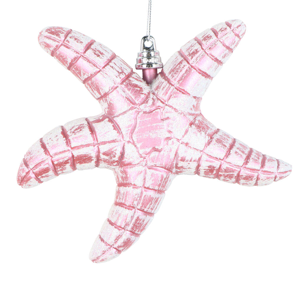 MT255679W 6.5 in. Pink Starfish Glitter Ornament - 2 per Bag