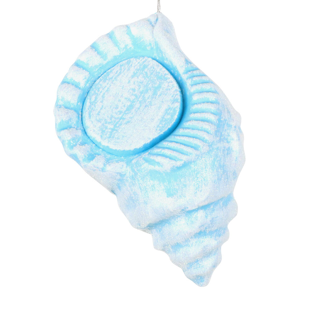 MT256012W 10 in. Turquoise Conch Shell Glitter Ornament