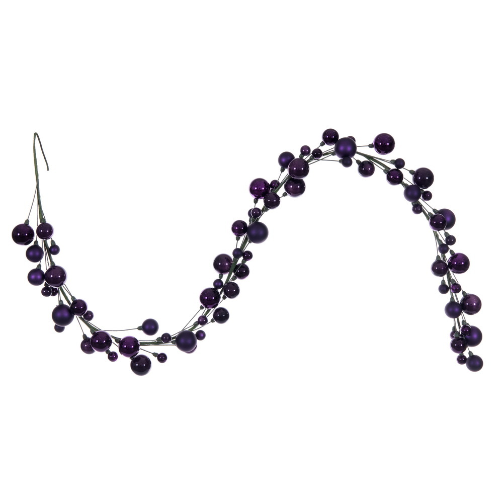 N250126 6 ft. Plum Ball Branch Garland - 1-2 in.