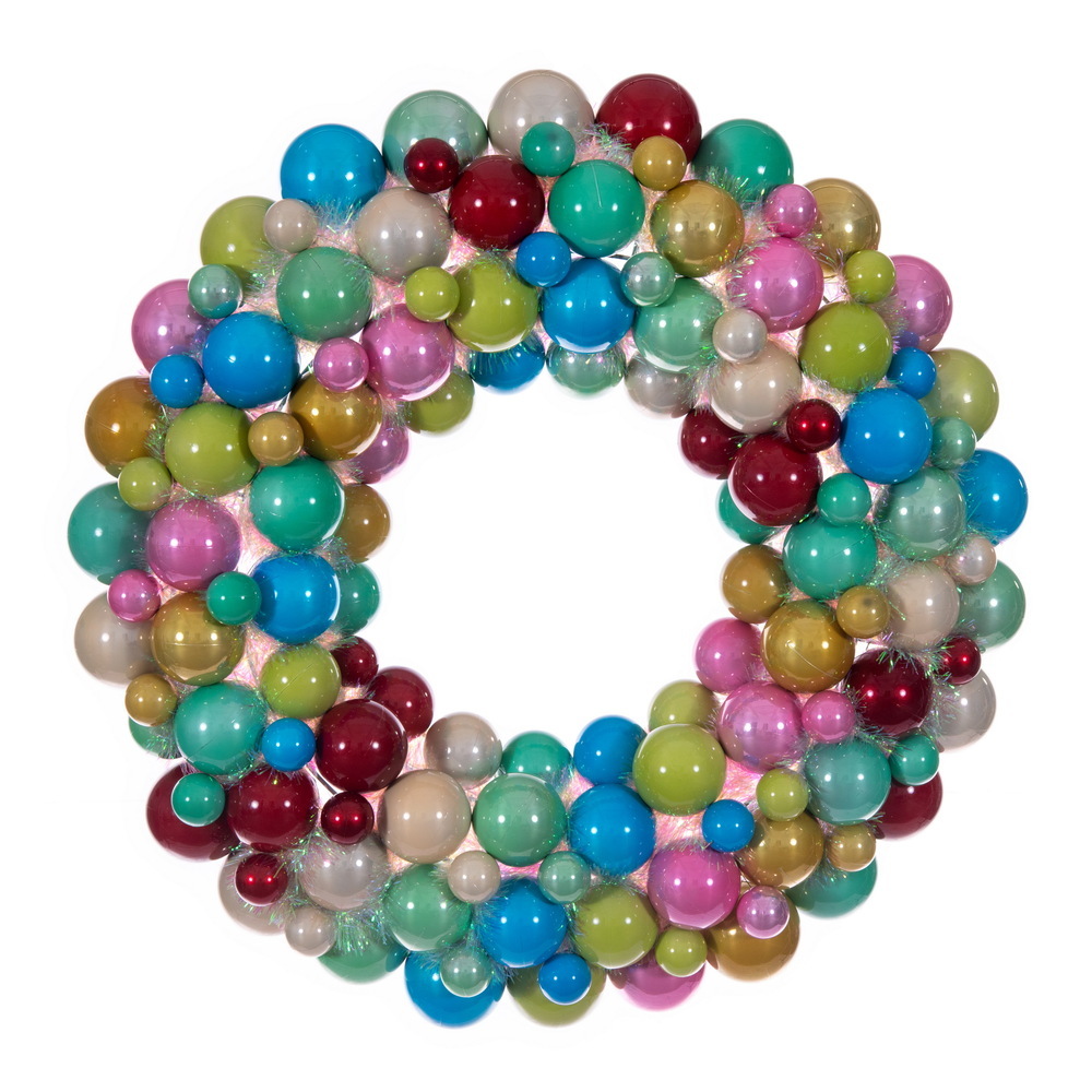 N250994UV 28 in. Multi Color UV-Treated Ball Wreath Ornament