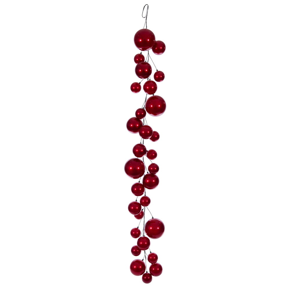 N252503 6 ft. Red Ball Branch Garland