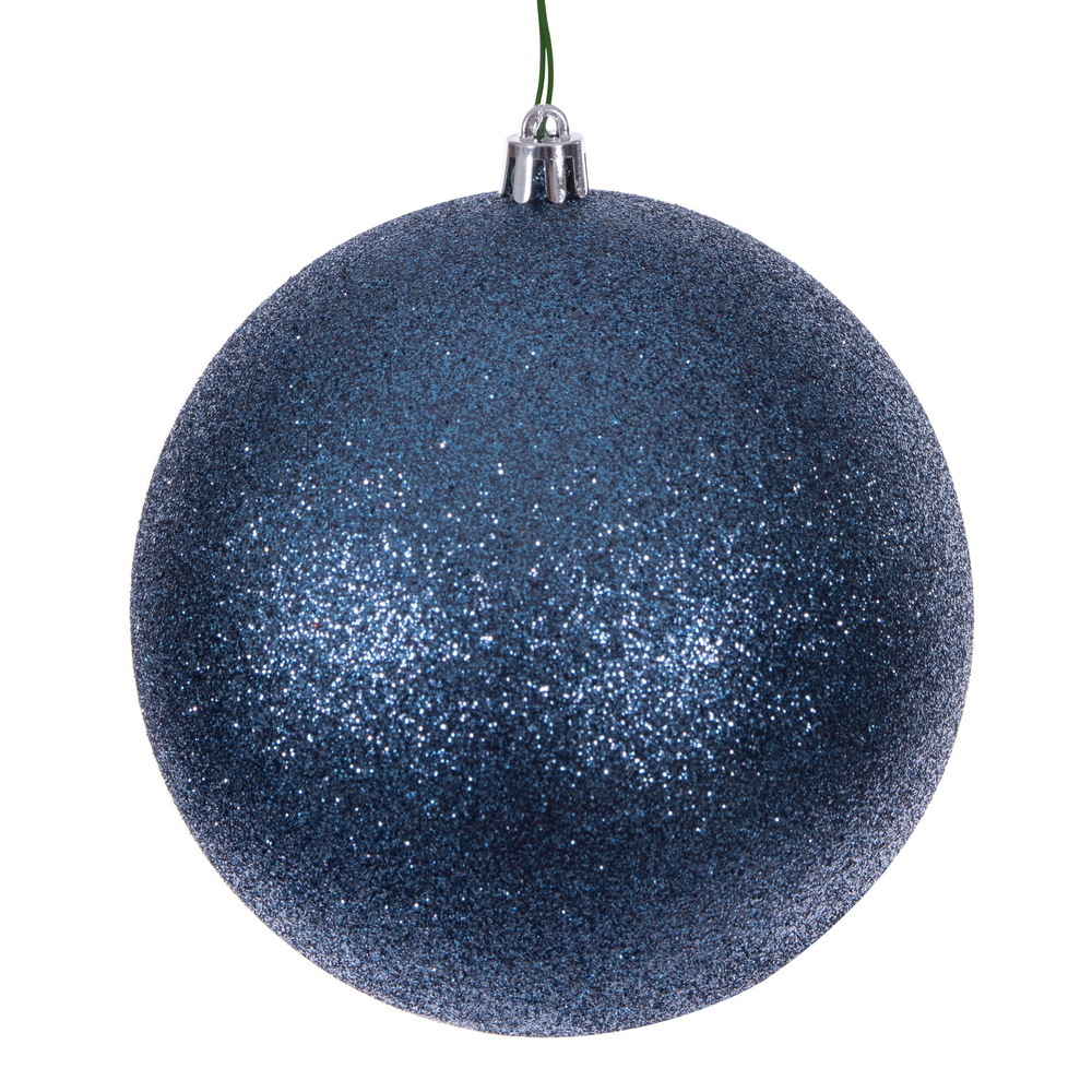 N590752DG 2.75 in. Denim Blue Glitter Drilled Ball Ornament - 12 per Pack