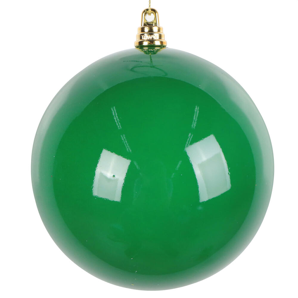 MT250404W 4 in. Enamel Ball Ornament, Green - 6 per Bag