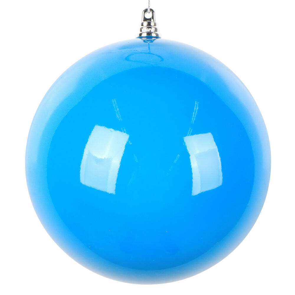 MT250602W 6 in. Enamel Ball Ornament, Blue - 4 per Bag