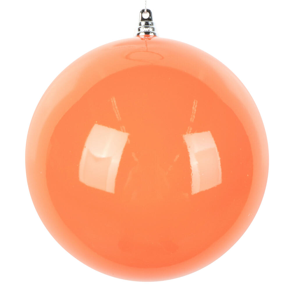 MT250628W 6 in. Enamel Ball Ornament, Orange - 4 per Bag