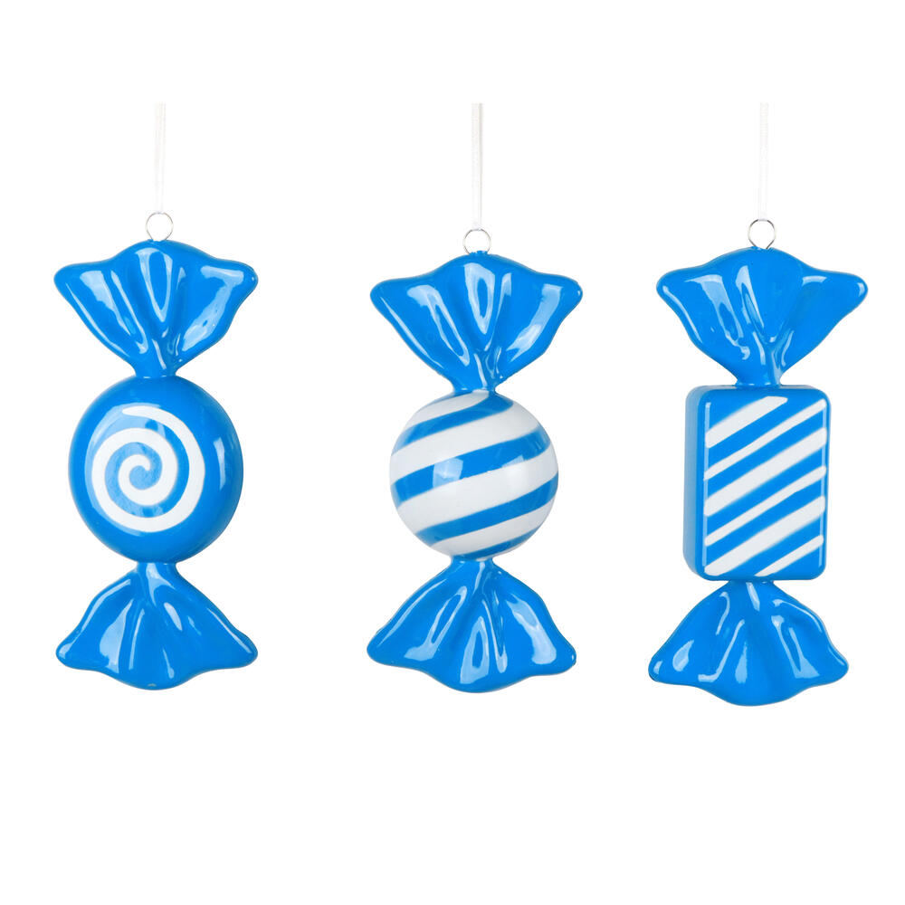 MT252802W 7.5 in. Blue Enamel Candy Assortment Ornament - 3 per Bag
