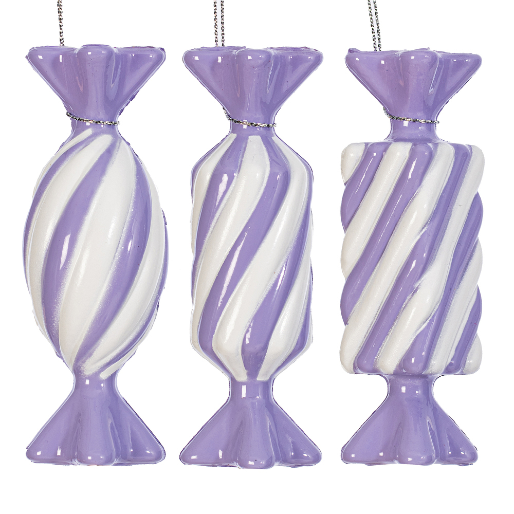 MT253286W 4 in. Lavender Swirl Enamel Candy Assortment Ornament - 6 per Bag