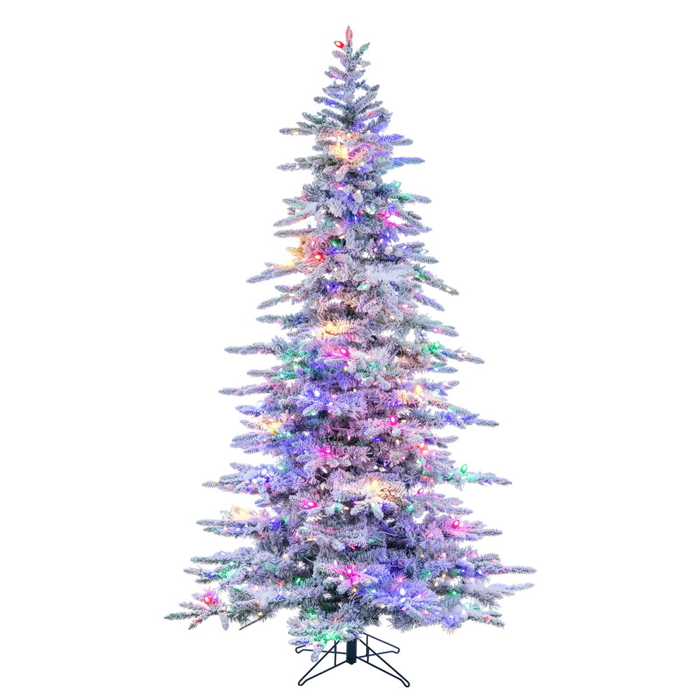 A253277LED 7.5 ft. x 54 in. Flocked Winter 49 C7 Plus 750MU Christmas Tree