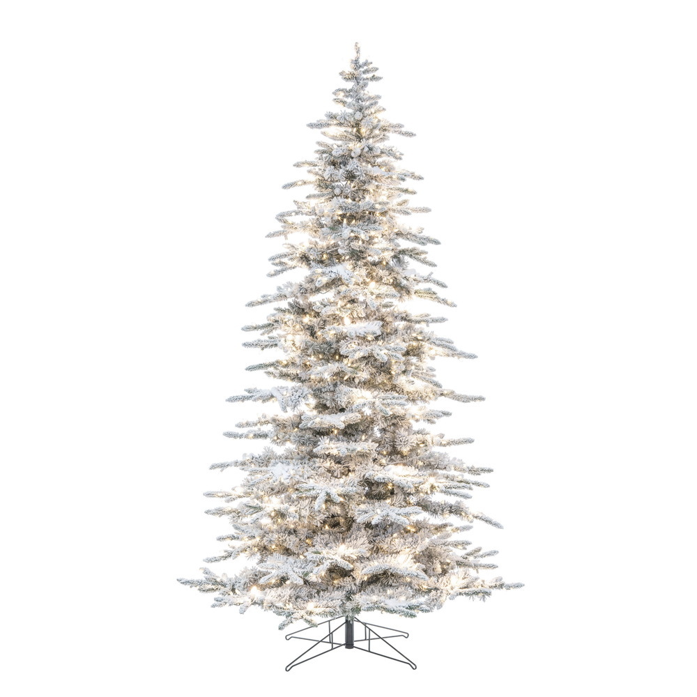 A253281LED 9 ft. x 61 in. Flocked Winter 63 C7 Plus 1100 Warm White Christmas Tree