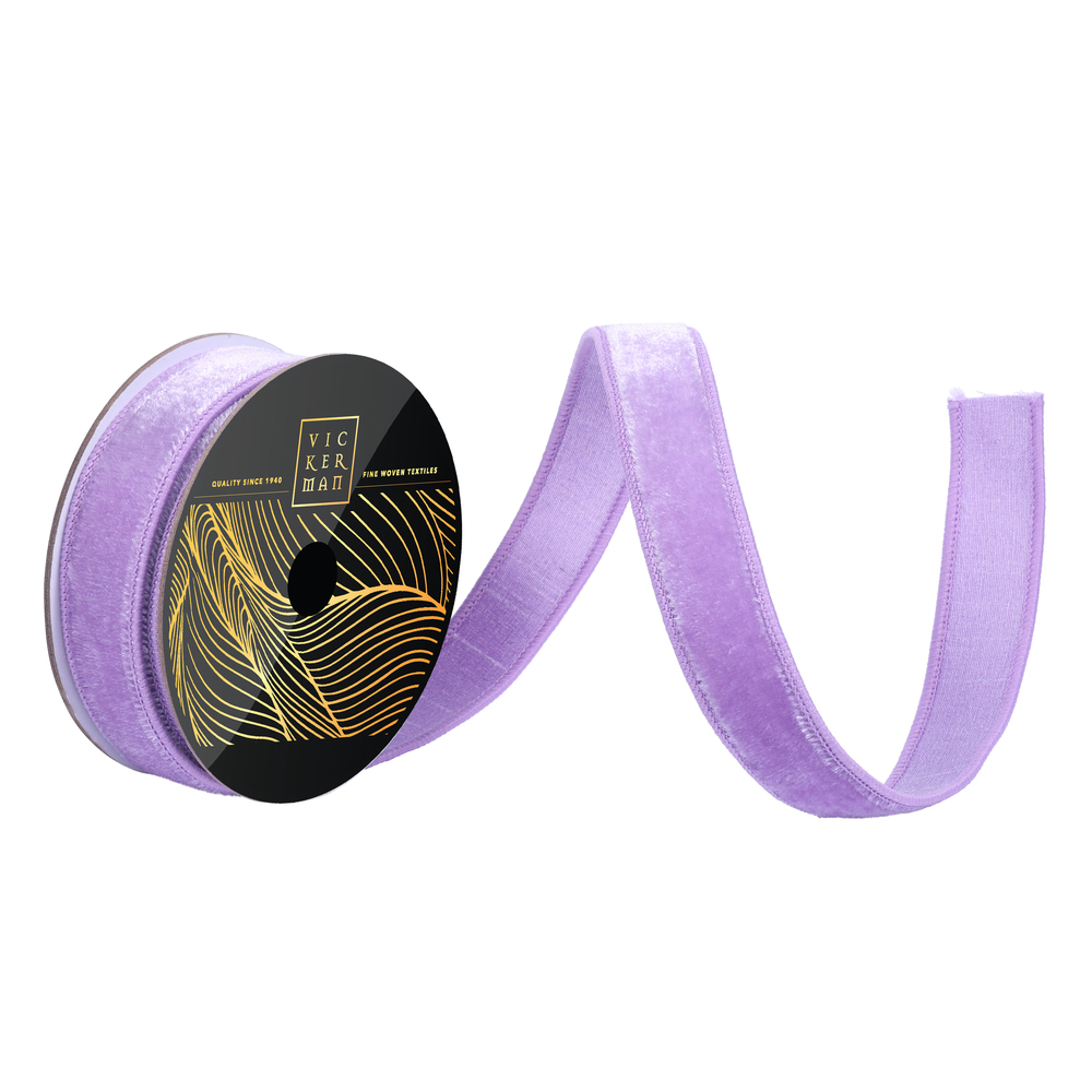 QK258686 1 in. x 10 Yard Lavender Velvet Dupion Ribbon
