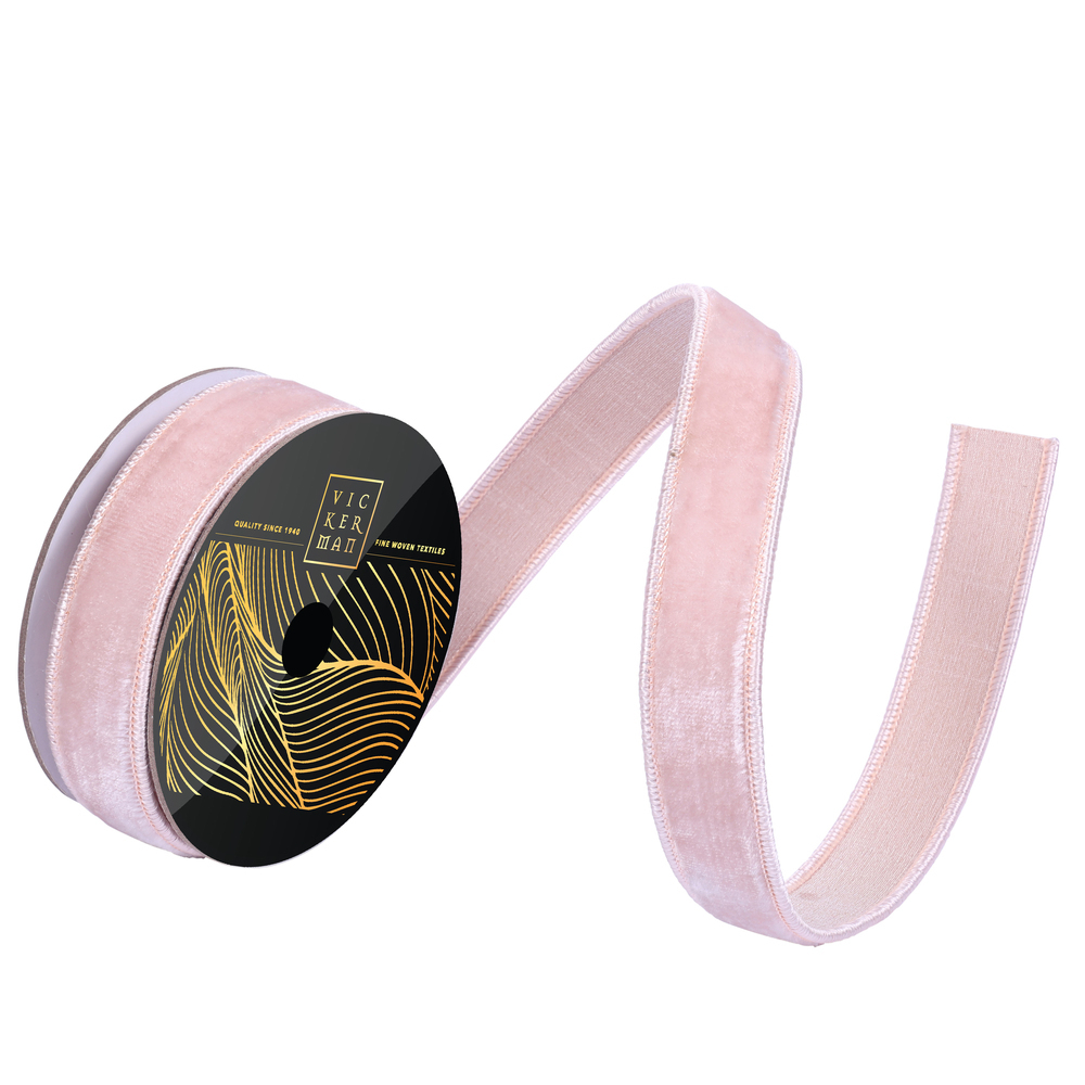 QK258658 1 in. x 10 yard Rose Gold Velvet Dupion Ribbon