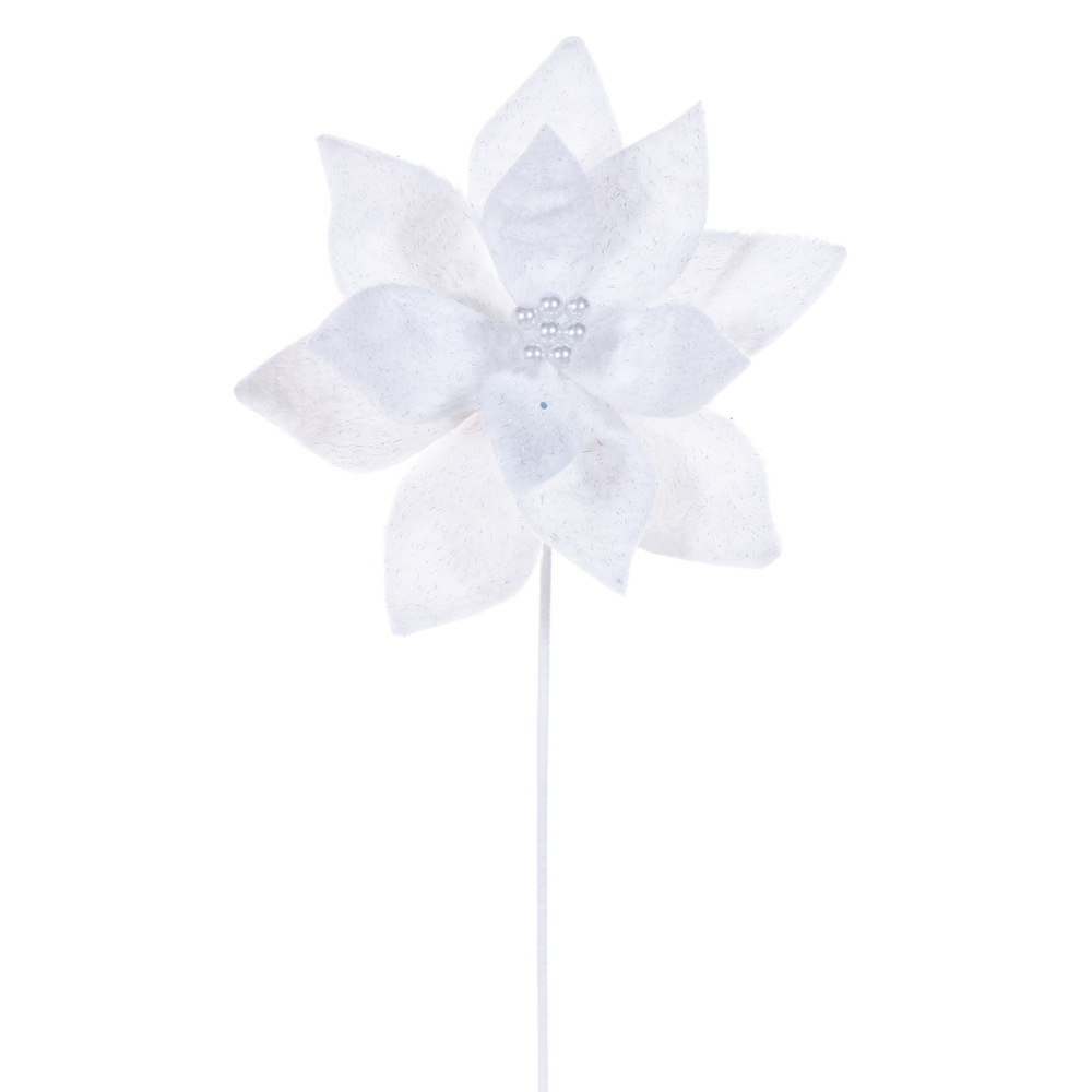 RG251111 20 in. White Soft Poinsettia Stem Spray - 3 per Bag