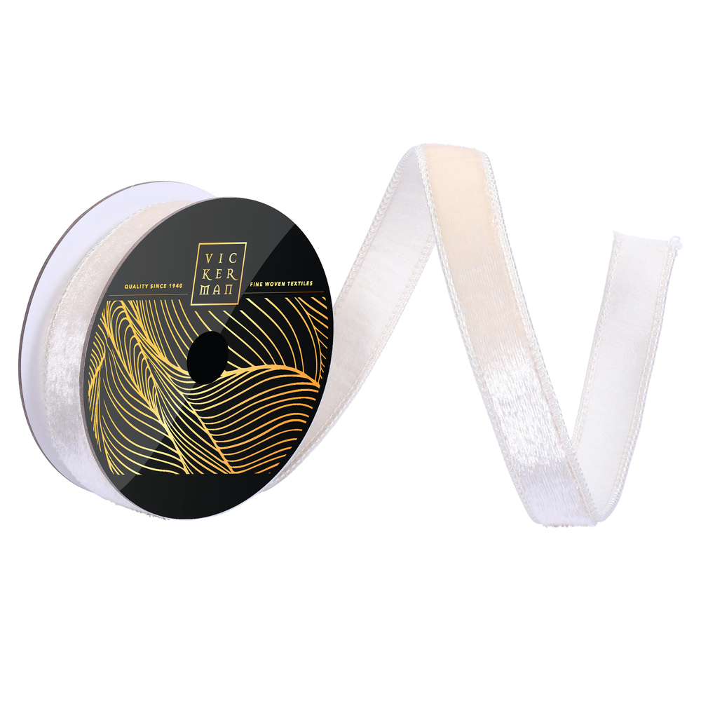 QK259143 1 in. x 10 yard Oat Velvet Luster Ribbon