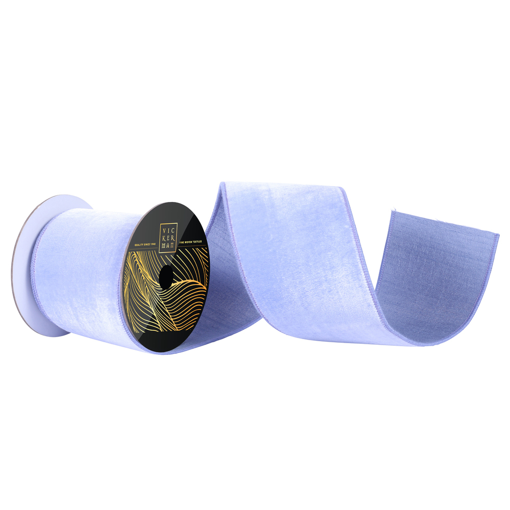 QK258829 4 in. x 10 Yard Periwinkle Velvet Dupion Ribbon