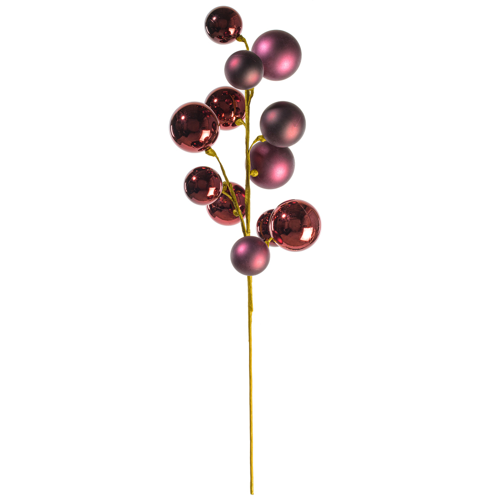 N254319 30 in. Wine Matte Shiny Ball Spray 2-3 in. Ornament