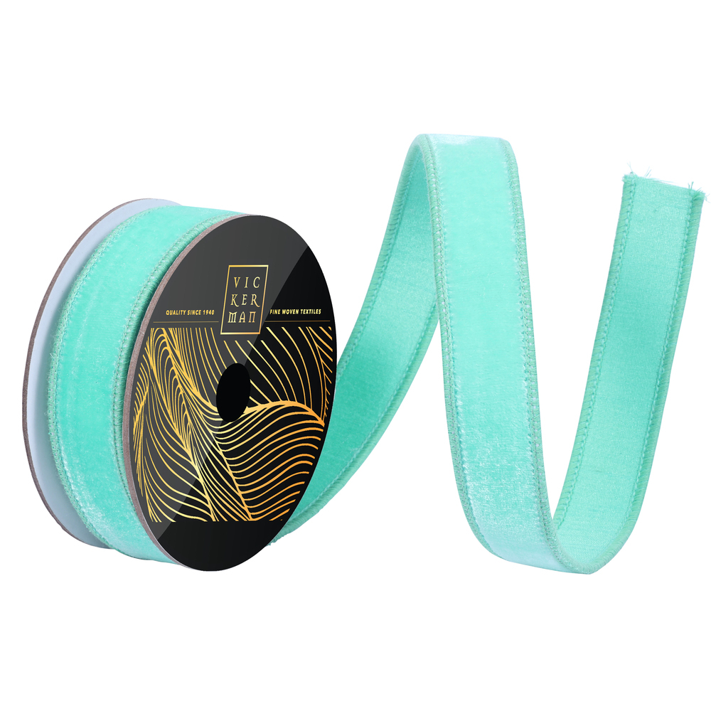QK258635 1 in. x 10 Yard Seafoam Velvet Dupion Ribbon