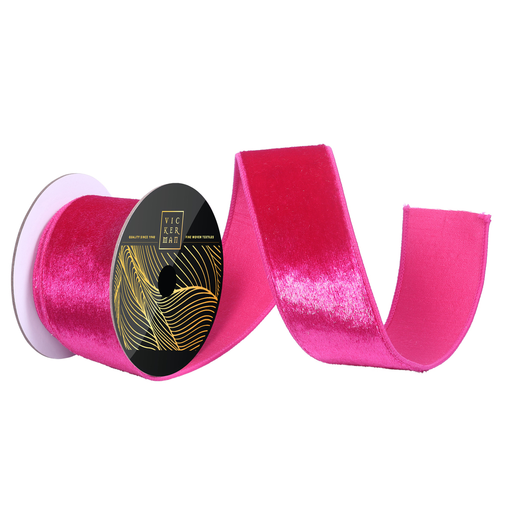QK259270 2.5 in. x 10 yard Fuchsia Velvet Luster Ribbon