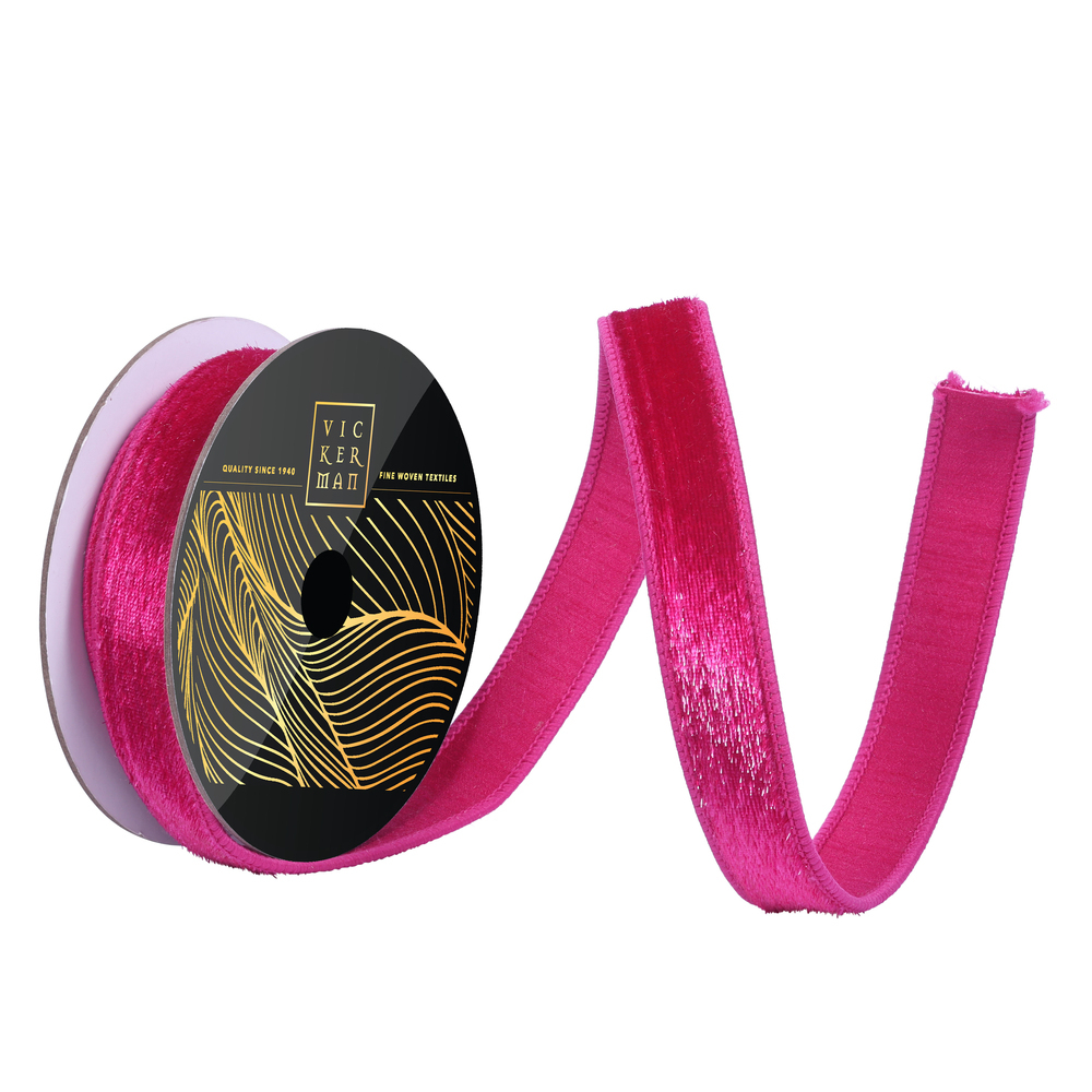 QK259170 1 in. x 10 yard Fuchsia Velvet Luster Ribbon