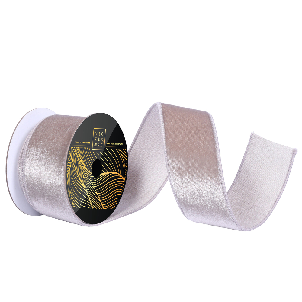 QK259287 2.5 in. x 10 yard Pewter Velvet Luster Ribbon