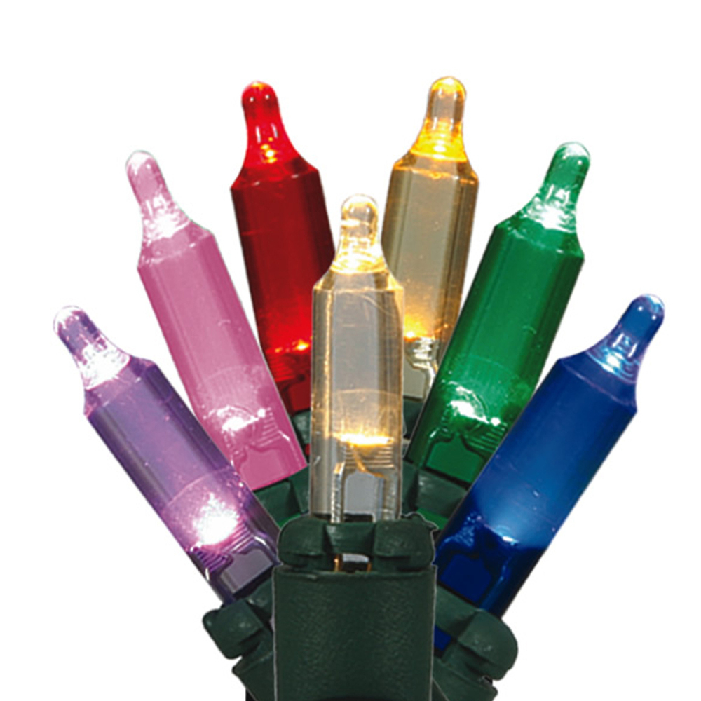 X8GR050LED Unisex 50 Light Multi Color Dura-Lit Green Wire Electrical Light Set - 8 Spacing