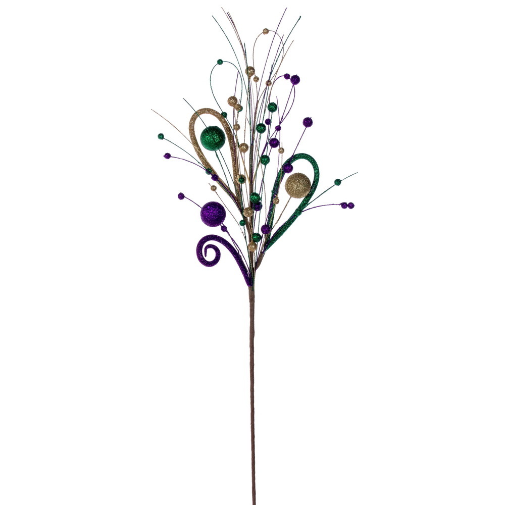 RPQ260567 30 in. Mardi Gras Loop Curl Spray, Green, Purple & Gold