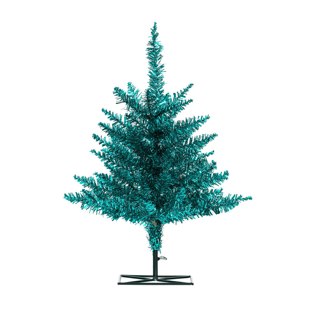 K160920 2 ft. x 20 in. Aqua Tinsel Artificial UnLit Christmas Tree
