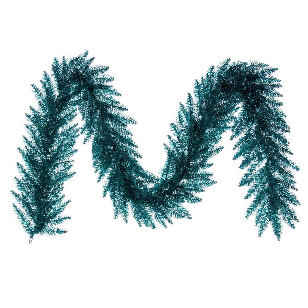 K234214 9 ft. x 14 in. Aqua Tinsel Artificial UnLit Garland with 250 PVC Tips