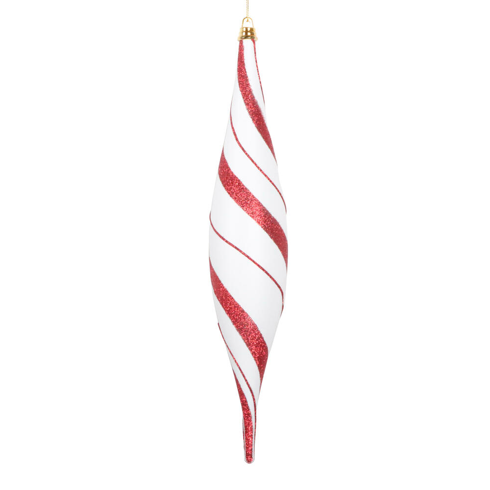 MT231213 13 in. White & Red Glitter Oval Drop Ornament - 2 Piece
