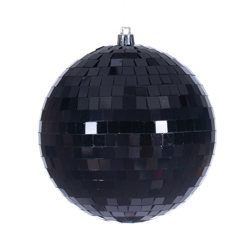 N233217D 4.75 in. Black Mirror Ball Ornament - 4 Per Bag