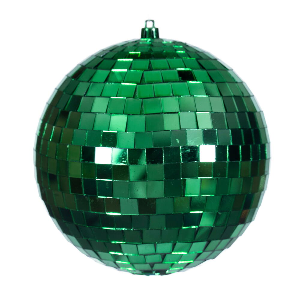 N233304D 6 in. Green Mirror Ball Ornament - 4 Per Bag