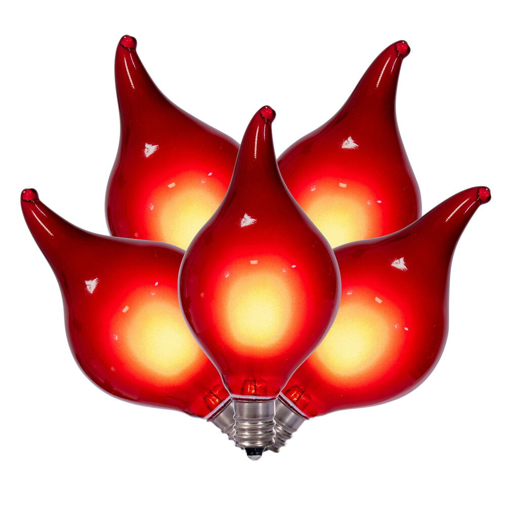 X231513 5 Red LED G45 Glass Flame Tip Replacement Bulbs