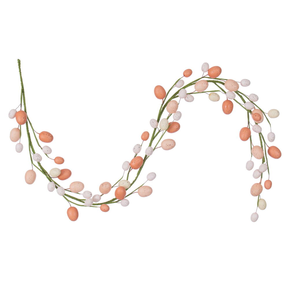 FPQA230960 60 in. Artificial Coral & White Easter Eggs Garland