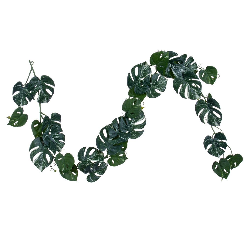 FR236671 71 in. Artificial Green Monstera Garland