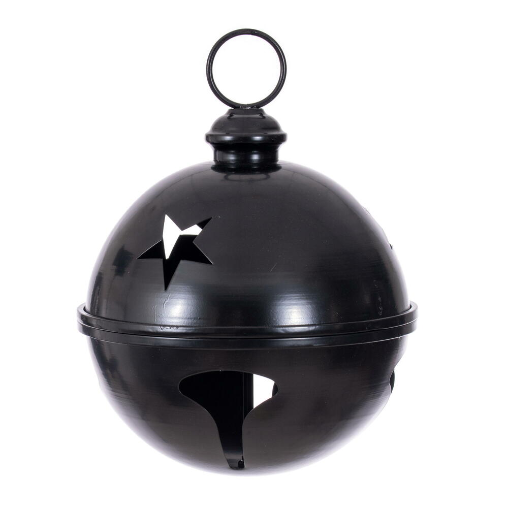 RAA231017 10 in. Matte Black Iron Bell Ornament
