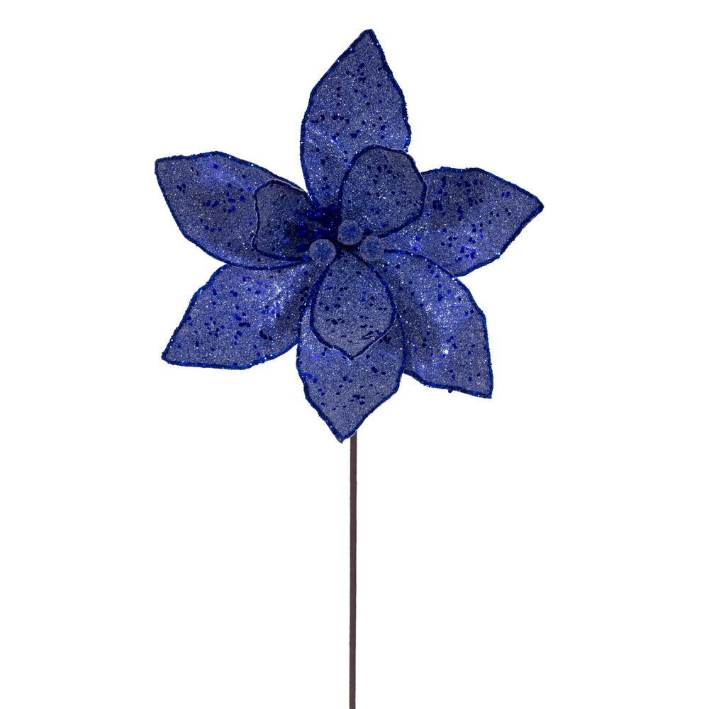 RG231102 21.5 in. Blue Sequin Poinsettia - 6 Piece