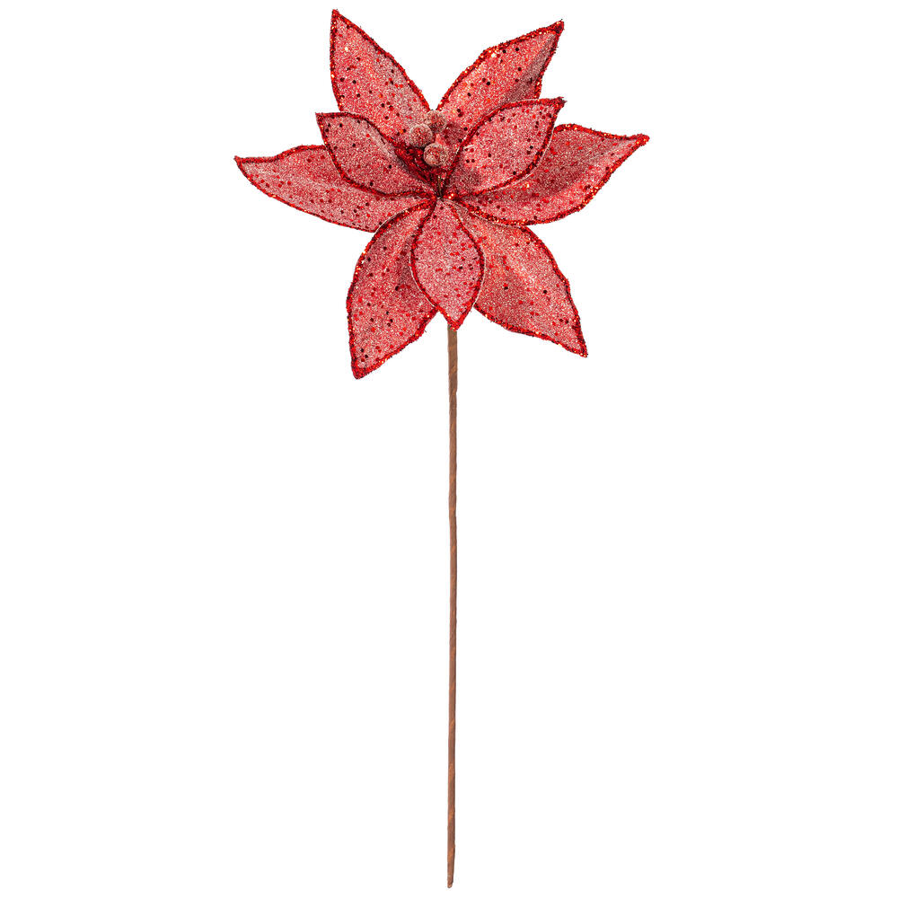 RG231103 21.5 in. Red Sequin Poinsettia - 6 Piece