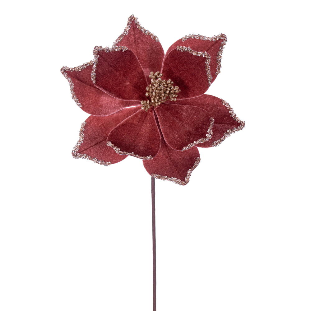 RG235958 21.5 in. Rose Gold Poinsettia Stem - 6 Piece